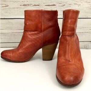 Rag & Bone Newbury Leather Booties • Sienna Brown Burnt Orange • 3.5” Heel